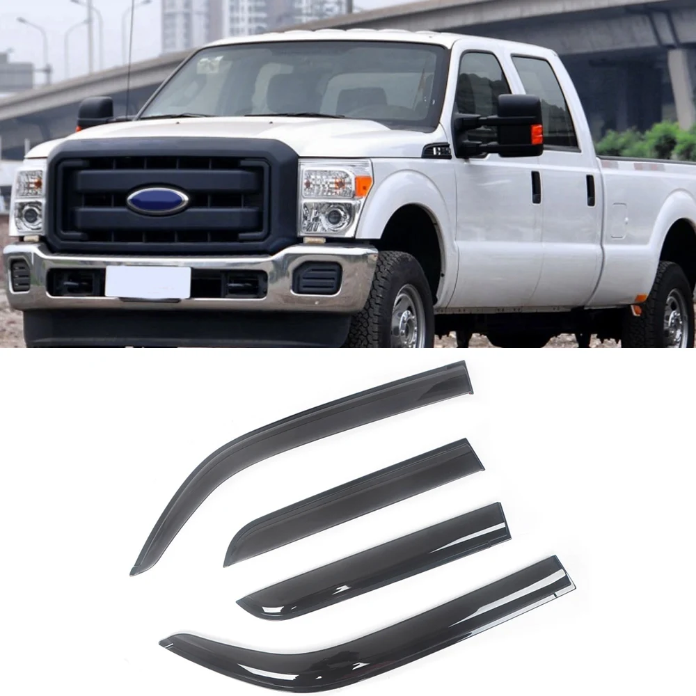 

For Ford F-250 1999-2014 Auto Side Window Wind Deflectors Visors Black Rain Guard Door Visor Vent Shades Dark Smoke Ventvisor