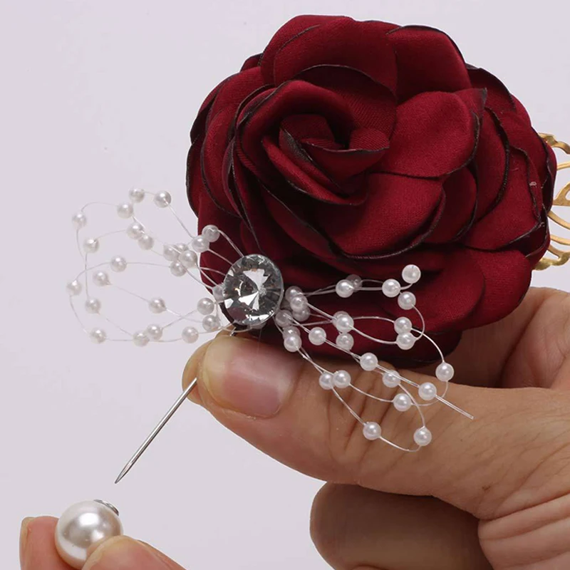 1 pieza de boutonnieres de novio, alfileres de rosas para hombres, ceremonia de boda, aniversario, cena Formal, fiesta, graduación, flores