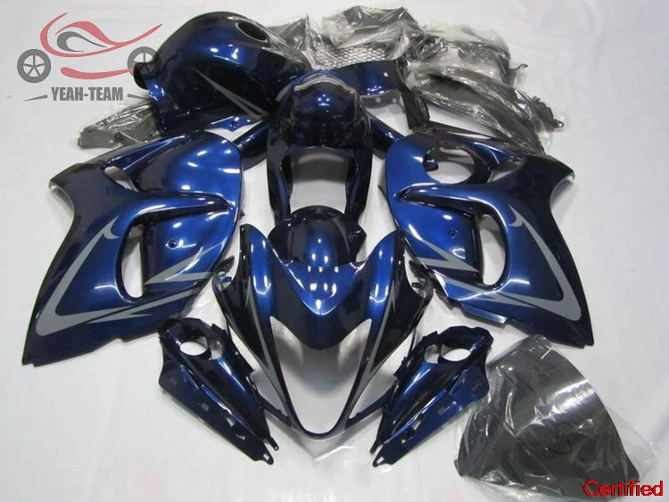 Custom Chinese fairing kit for Suzuki 2008 2009 2010 2014 GSX 1300R GSXR1300 08-14 blue black motorcycle fairings + tank cover