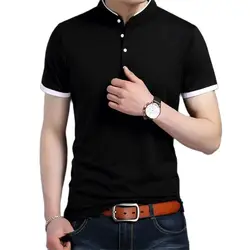 Men's Casual Short Sleeve T Shirts Half Buttons Stand Collar Comfy Pullovers Solid Soft Tops Summer Korea Tide Slim Thin Tees