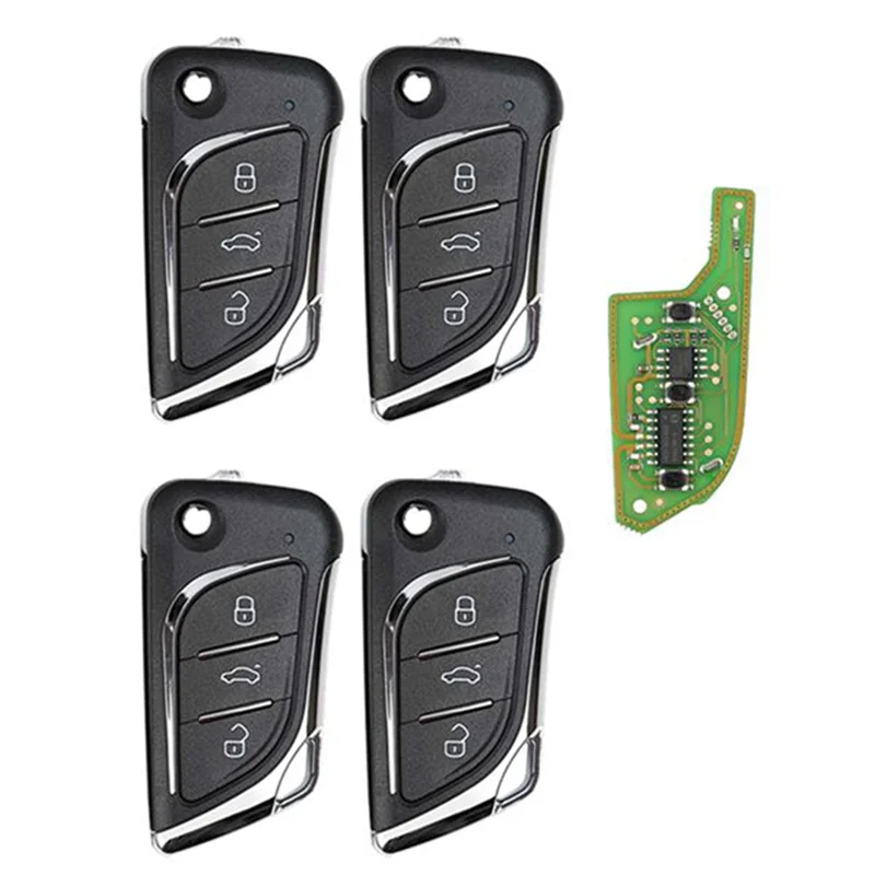

For VVDI Key Tool LEI, KSS Lexus Style 3 Buttons Wireless Remote Key Wire 4Pcs Universal Remote Replacement XKLKS0EN XKLKSOEN