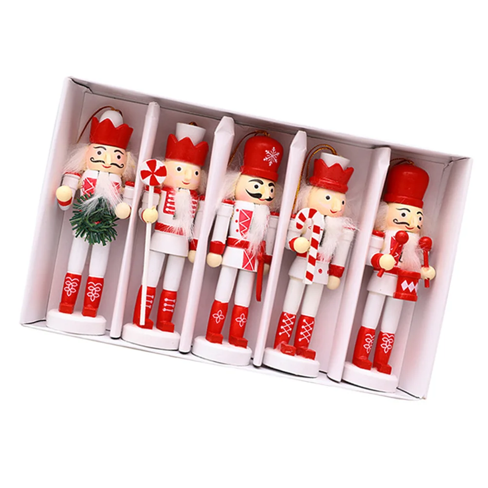 

5 Pcs Nutcracker Ornament Small Figures Soldier Decoration Mini Nutcrackers Household Cloth Table Decorations
