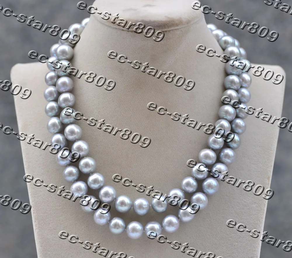 

Z11470 17"-33" 12mm Round Gray Freshwater Pearl Necklace CZ