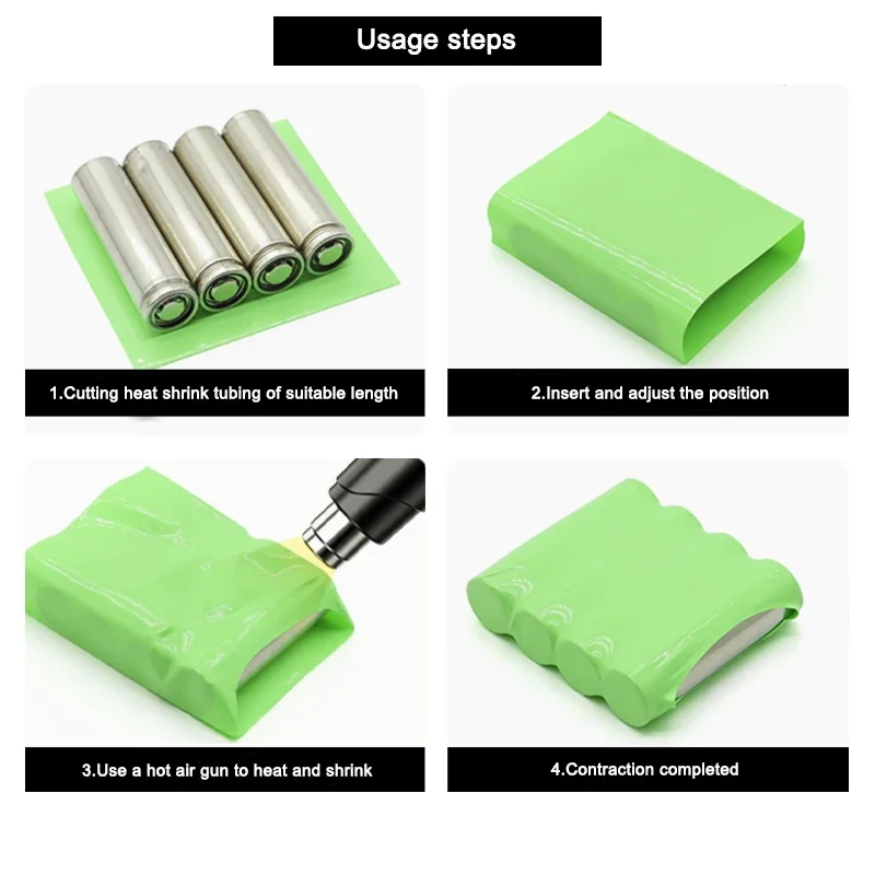 Fruit Green18650 Lipo Battery PVC Heat Shrink Tube Pack  Insulated Film Wrap Case Protection Cable Sleeve