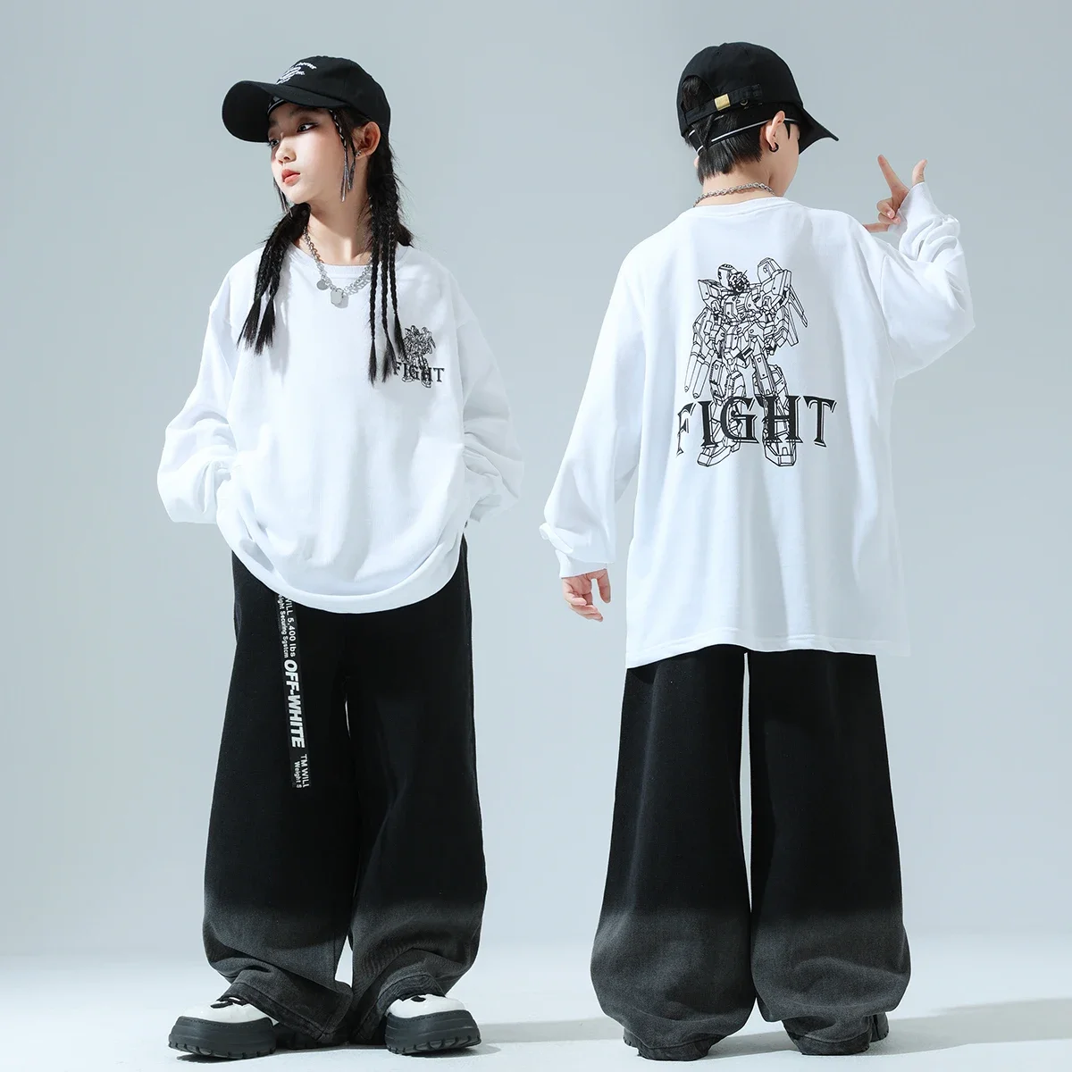 Chłopcy Hip Hop zielona bluza spodnie joggery dziewczęce fajne Streetwear zestawy ubrań dla dzieci dzieci Jazz taniec uliczny K-pop kostiumy