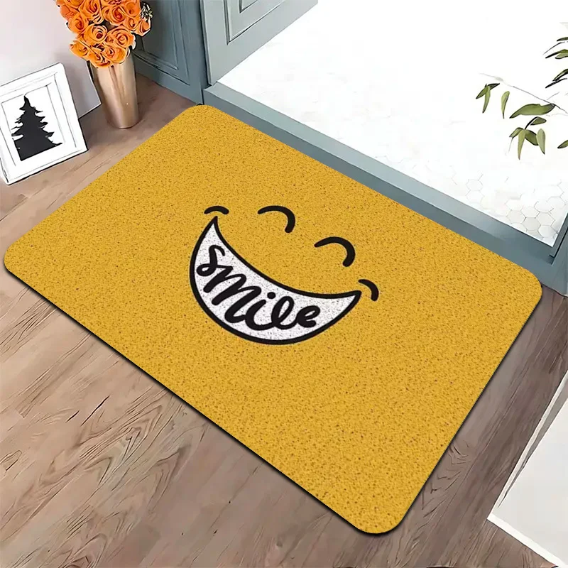 Smile Face Rug – Bright Yellow Cartoon Design, Happy Mat for Entryway & Positive Home Decor