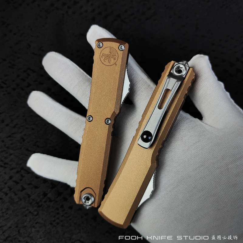 ULTRATECH GEN III IV STONEWASH DE SE TANTO STANDARD TAN D2 Steel CNC 6061 مشط ألومنيوم مايكرو فائق التكنولوجيا بواسطة FOOH KNIFE STUDIO