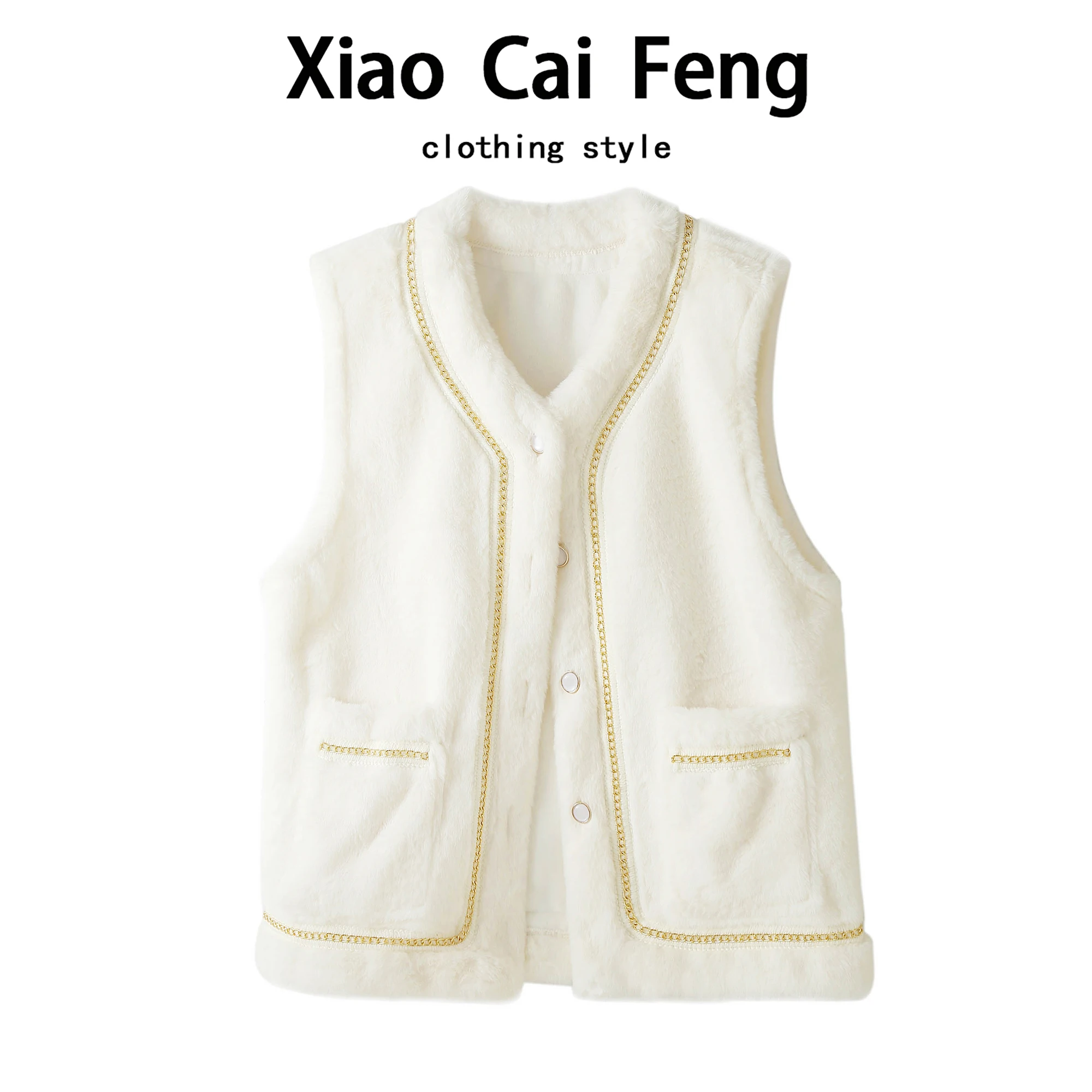 

Korean Sle Faux Fur Vest Jaet Women's Autumn Winter V-Ne Warm Thiened Fluffy oulder Pad Vest Strong Heating Index