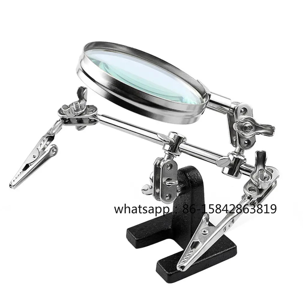 Magnifier Stand with Dual Alligator Clips Adjustable FEITA 5X Magnifying Glass Perfect for Soldering Crafting