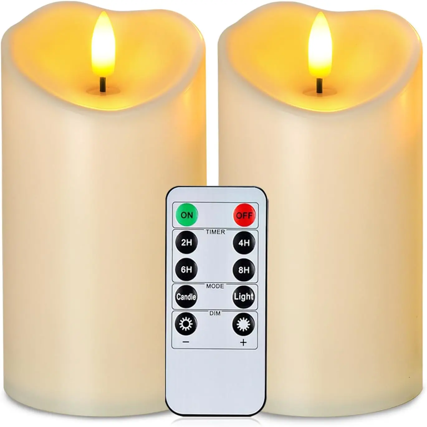 

6x3 Outdoor Waterproof Flameless Candles, LED Candles with Remote & Timer, Battery Operated, Dark Ivory, Set of 2