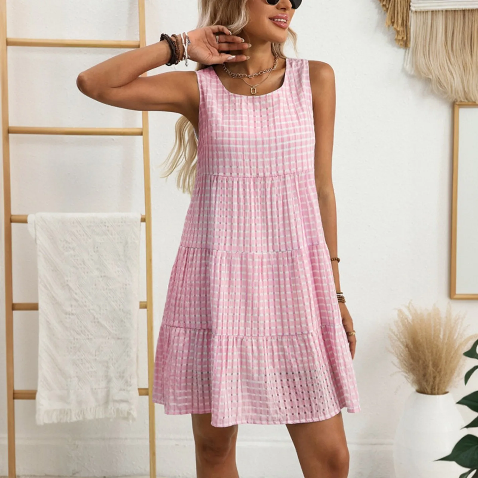 Kurzarm Boho Kleid Für Frauen Casual Lose Fit Sommer Sommerkleid Blumen Druck Kleid Mit Taschen Vestido Feminino Rosa Kleid