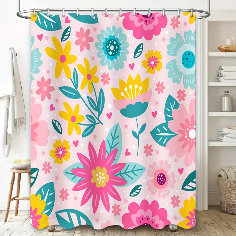 Brighten Up Your Bathroom with Our Cheerful Floral Shower Curtain!