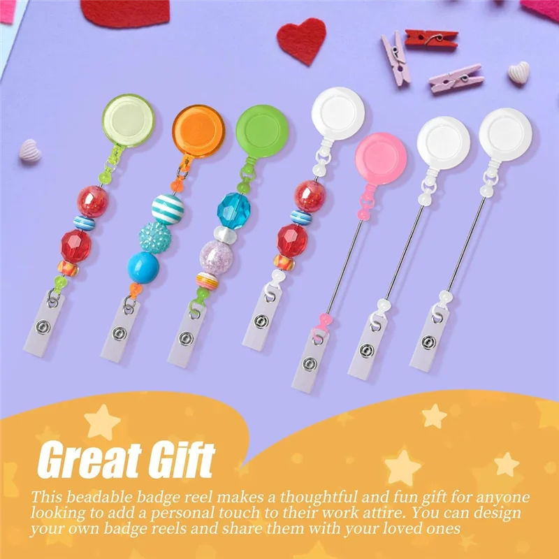 

SR-30Pcs Beadable DIY Badge Holder Set Heavy Duty Retractable Keychain Badge Reel Clips ID Name Badge Clip For Office Worke