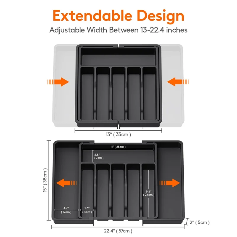 

Latest 2 PCS Drawer Organizer Expandable Utensil Tray For Kitchen PP Adjustable Flatware And Cutlery Holder Storage Spoons Forks