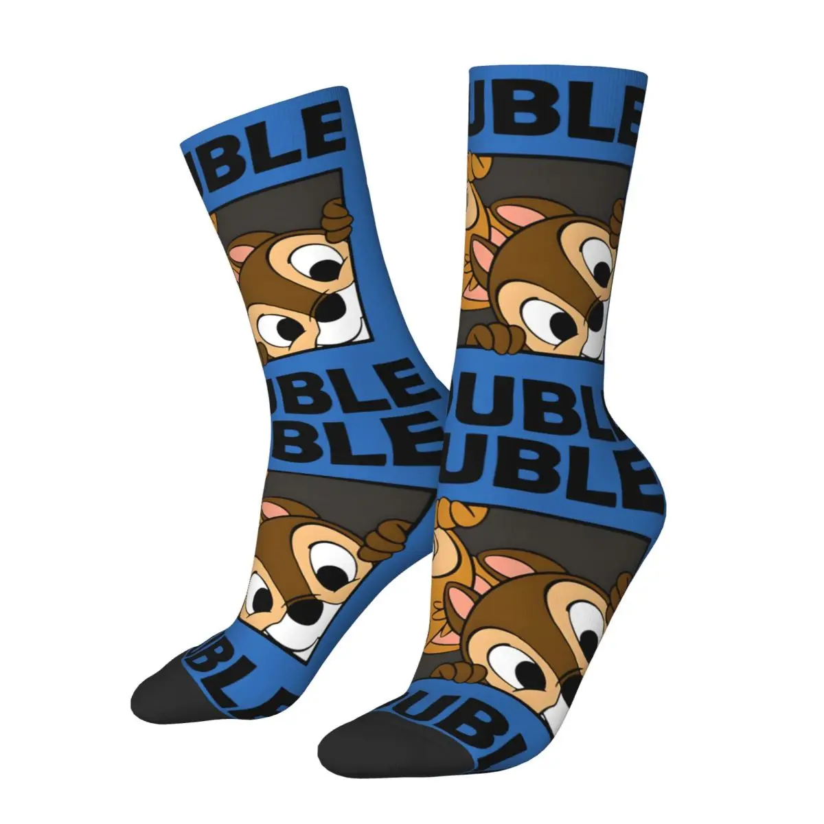 Retro Double Trouble Men's compression Socks Unisex Disney Chip 'n' Dale Street Style Seamless Printed Novelty Crew Sock