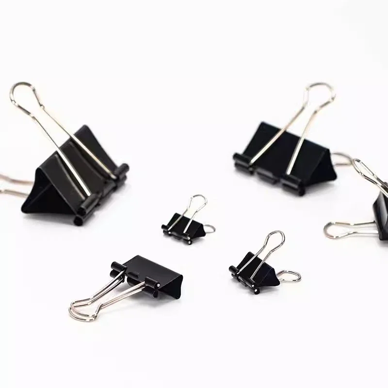 Black Metal Binder Clips Set, Notas, Letter Paper Clip, Suporte de arquivo, braçadeira, escola, escritório, Binding Supplies, 15mm, 25mm, 32mm