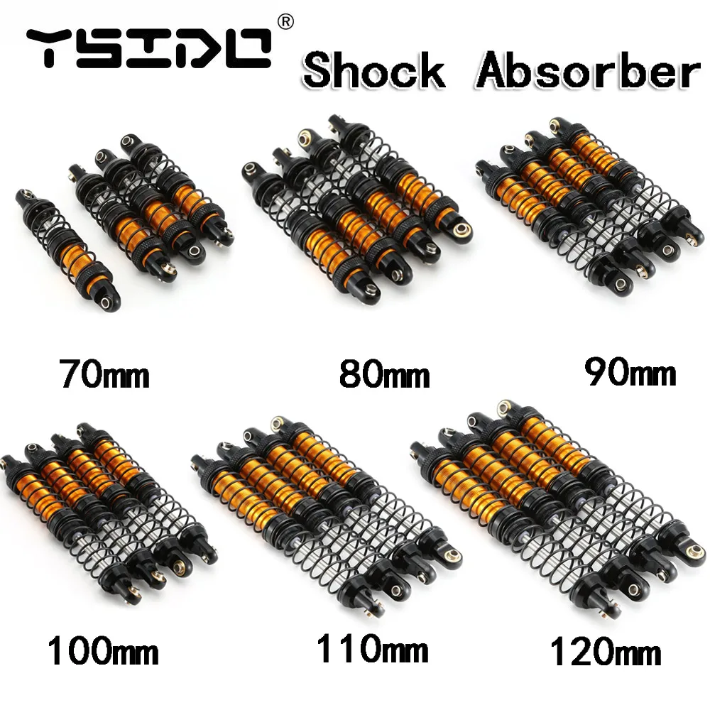 4Pcs YSIDO 70mm 80mm 90mm 100mm 110mm 120mm Shock Absorber Damper for 1/10 RC Crawler Car Axial SCX10 AXI03007 RBX10 D90 TRX4