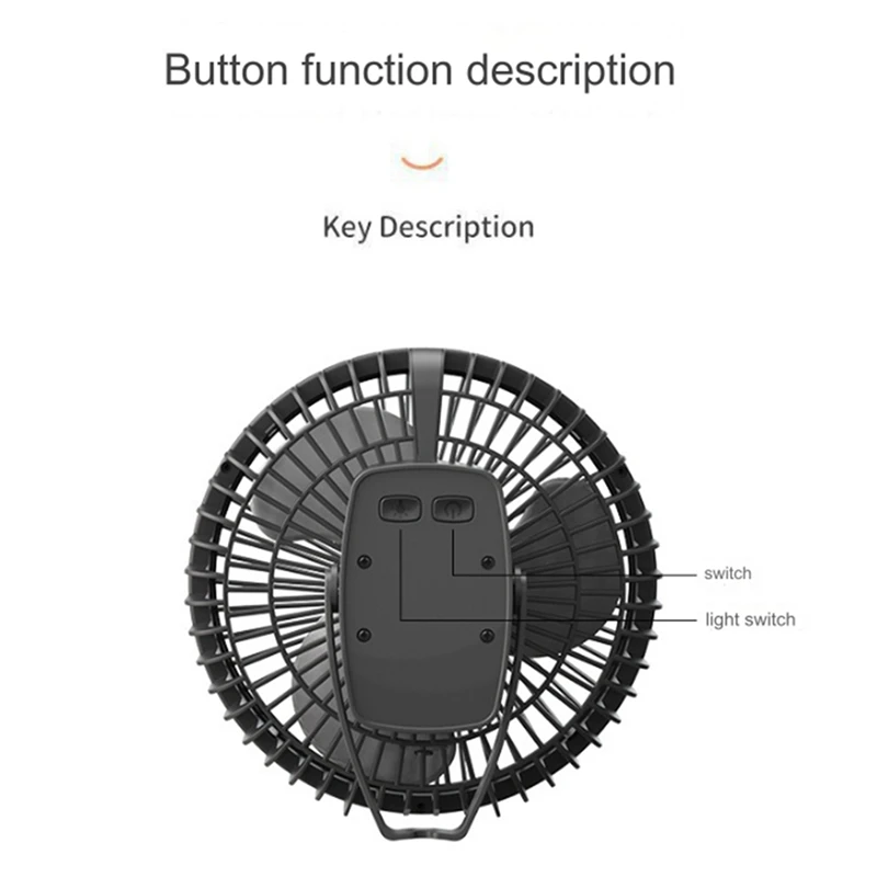 Ventilatore da campeggio 10000Mah Circolatore d'aria portatile da tavolo ricaricabile Ventilatore elettrico da soffitto wireless con treppiede di alimentazione Bianco durevole