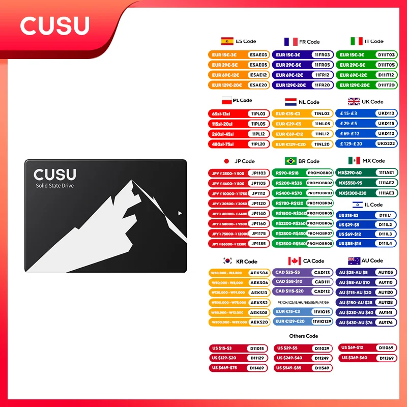 CUSU SATA SSD 128gb 256gb 512gb 1tb 2tb SSD القرص الصلب SATA3 قرص الحالة الصلبة للكمبيوتر المحمول سطح المكتب