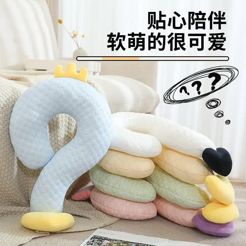 Large Dopamine Question Mark Pillow,Ice Silk Rabbit Hair Sleeping Headrest,Multifunctional Cushion,Warm in Winter Cool in Summer