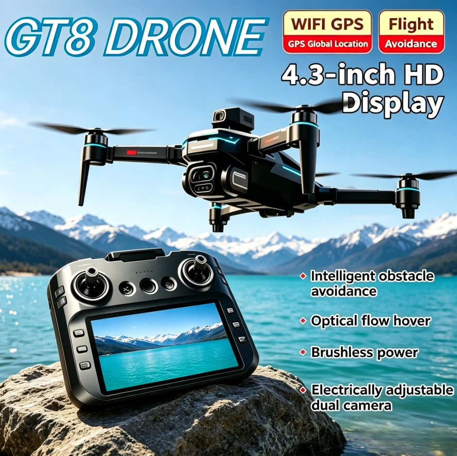 Original GT8 GPS Foldable Drone 8K Dual Camera 5G WIFI FPV Brushless Optical Flow Obstacle Avoidance RC Aerial Quadcopter