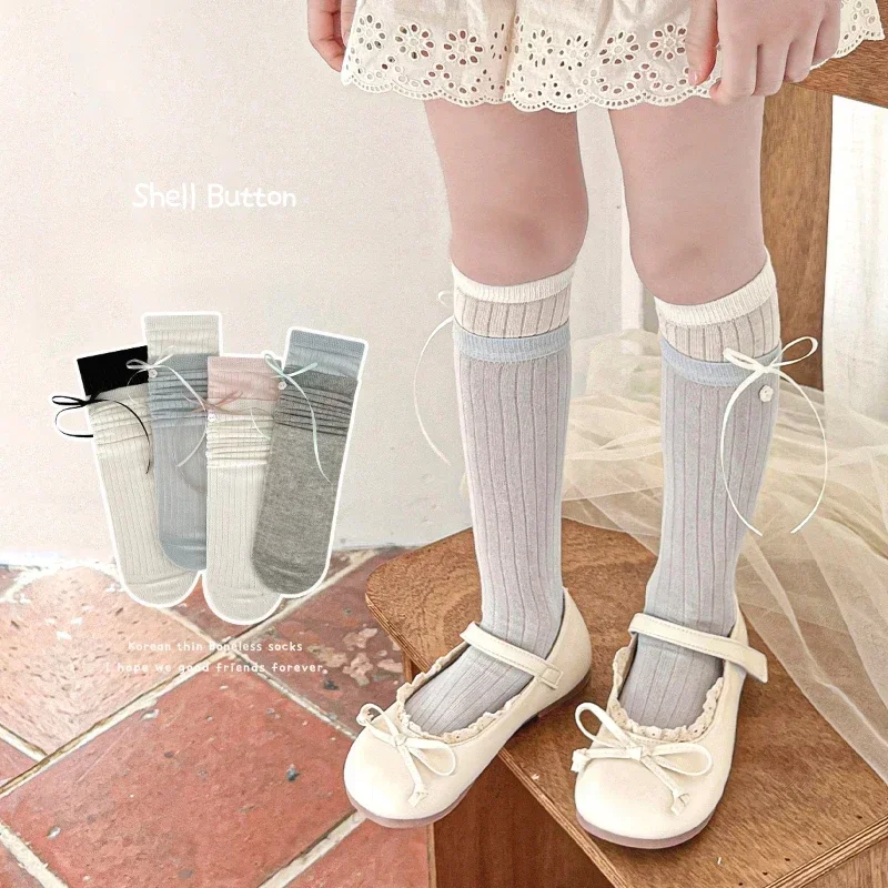 

Sweet Cute Kawaii Bow Girls Long Socks Princess Style Bow Ribbon Girls Calf Socks Kids Children's One Size Soft Cotton Socks New