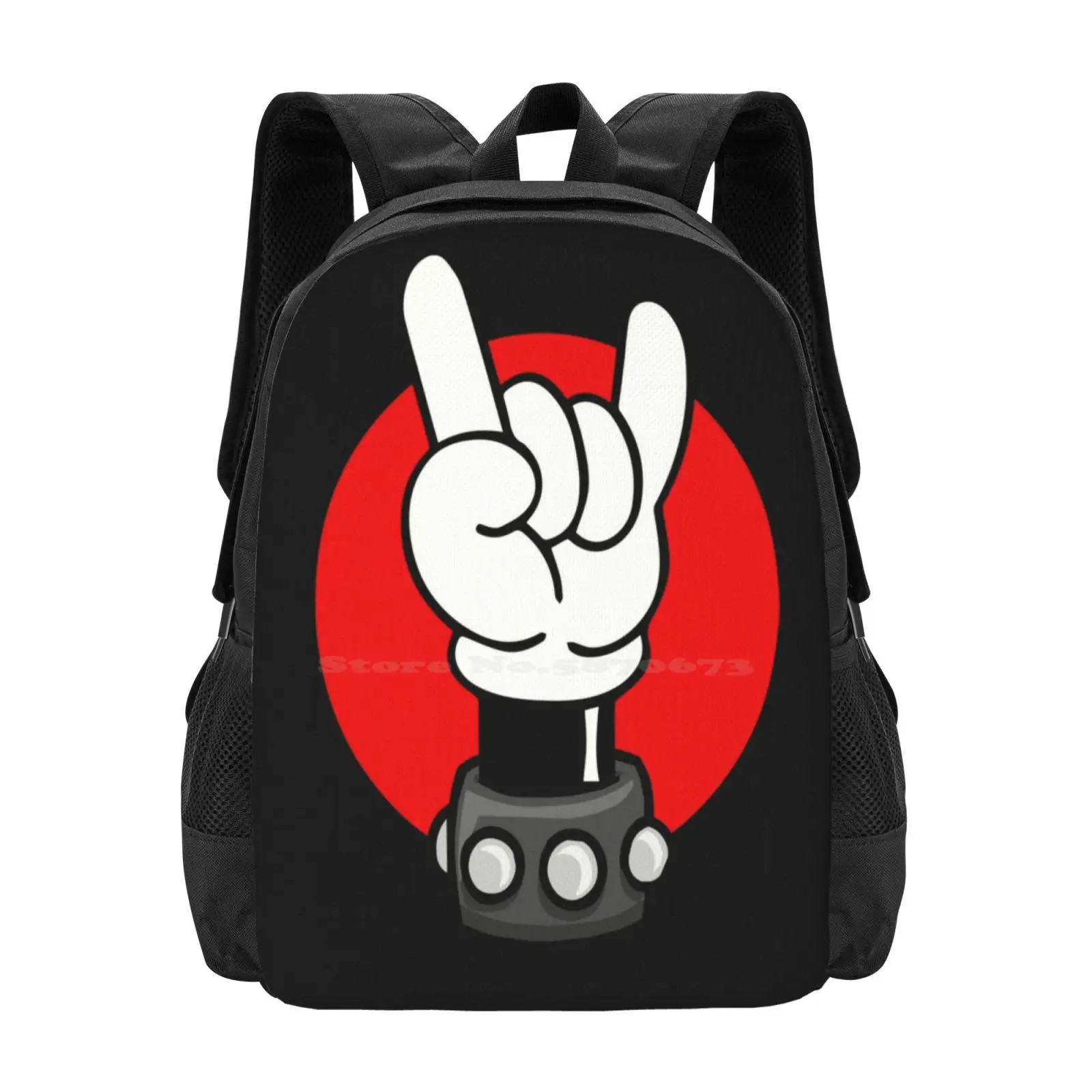 Rock On Mochilas Escolares para Adolescentes, Meninas Sacos De Viagem, Long Horns N Roll, Cool Cartoon Hand, Minnie, Arte Popular