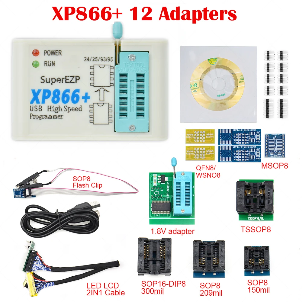 

XP866+ USB SPI Programmer Support 24 25 93 95 EEPROM 25 Flash BIOS Chip for WIN7 8 10 Faster Speed EZP2019 EZP2023 100% Original