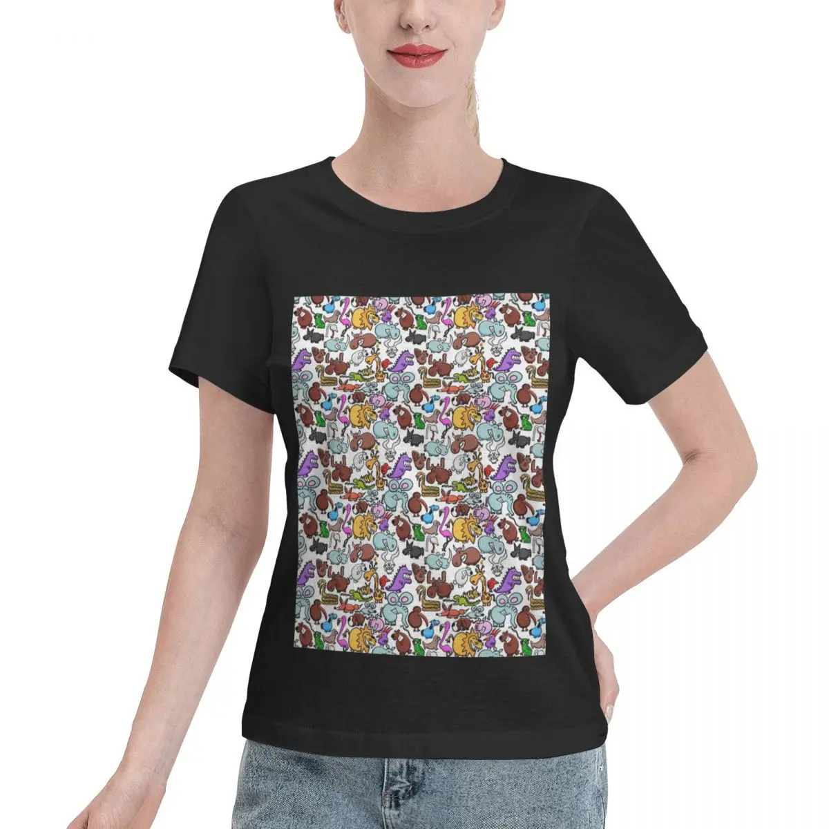 Wardrobe Essential Animal Print Women's T-shirt Jogging Female Everyday Wear