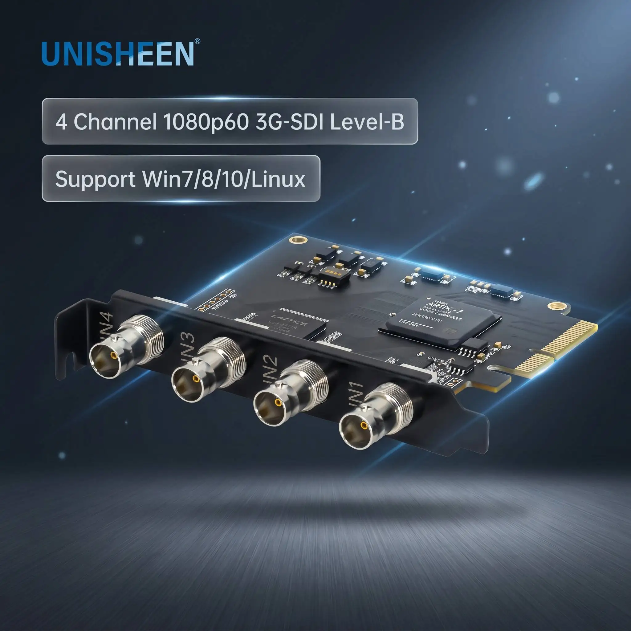 Unisheen UC3540S 4-канальная карта видеозахвата Full HD SDI PCIe 1080p 60 кадров/с для систем видеоконференцсвязи