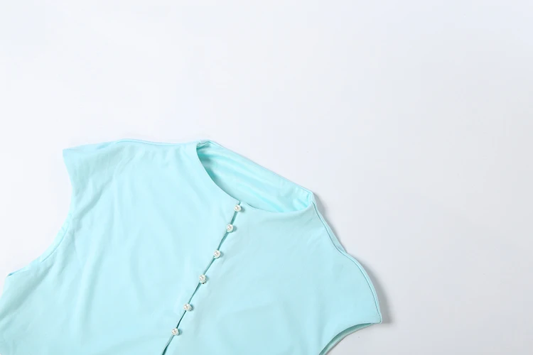 Weird Puss Elegantes 2-teiliges Set für Damen, einreihiges T-Shirt mit halbem Rollkragen + schlichter, langer Rock, Party-Chic-Urlaubskleidung – Detail 6