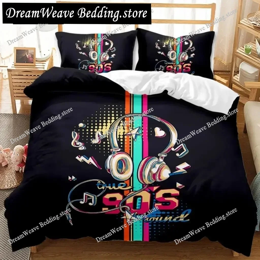

Music Duvet Cover Set Cool Colorful Headset Bedding Set Kids Boys Girls Music Queen King Size Polyester 3D Print Qulit Cover