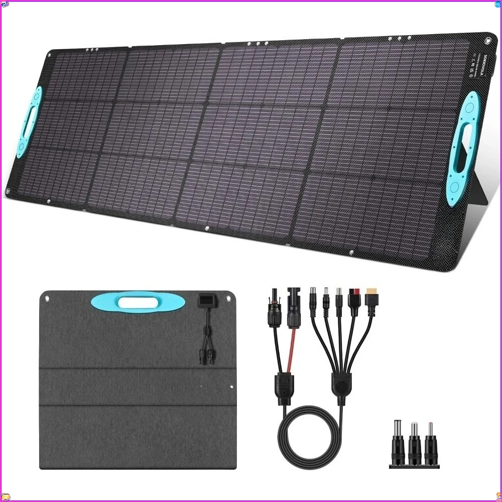 لوحة شمسية محمولة 200 وات، IP68 مقاومة للماء ETFE قابلة للطي، كفاءة عالية 25% لمحطة الطاقة والتخييم والمركبات الترفيهية والخارجية