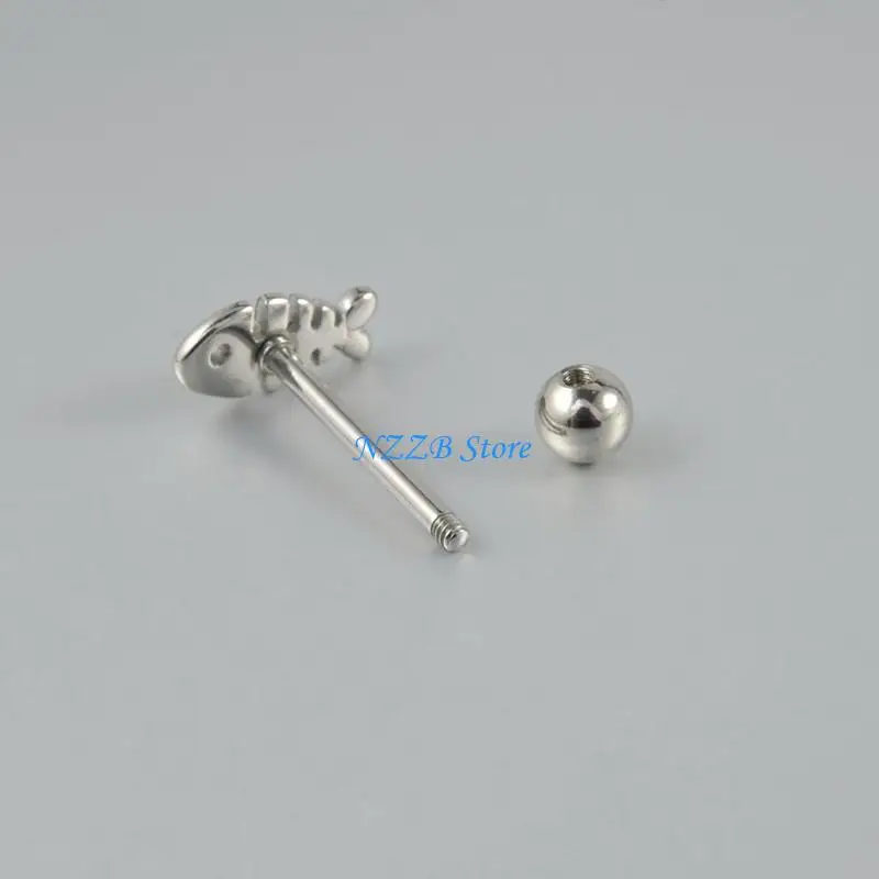 

T21F Tongue Piercings Fishbone Shaped Unisex Body Piercing Jewelry for Daily Party