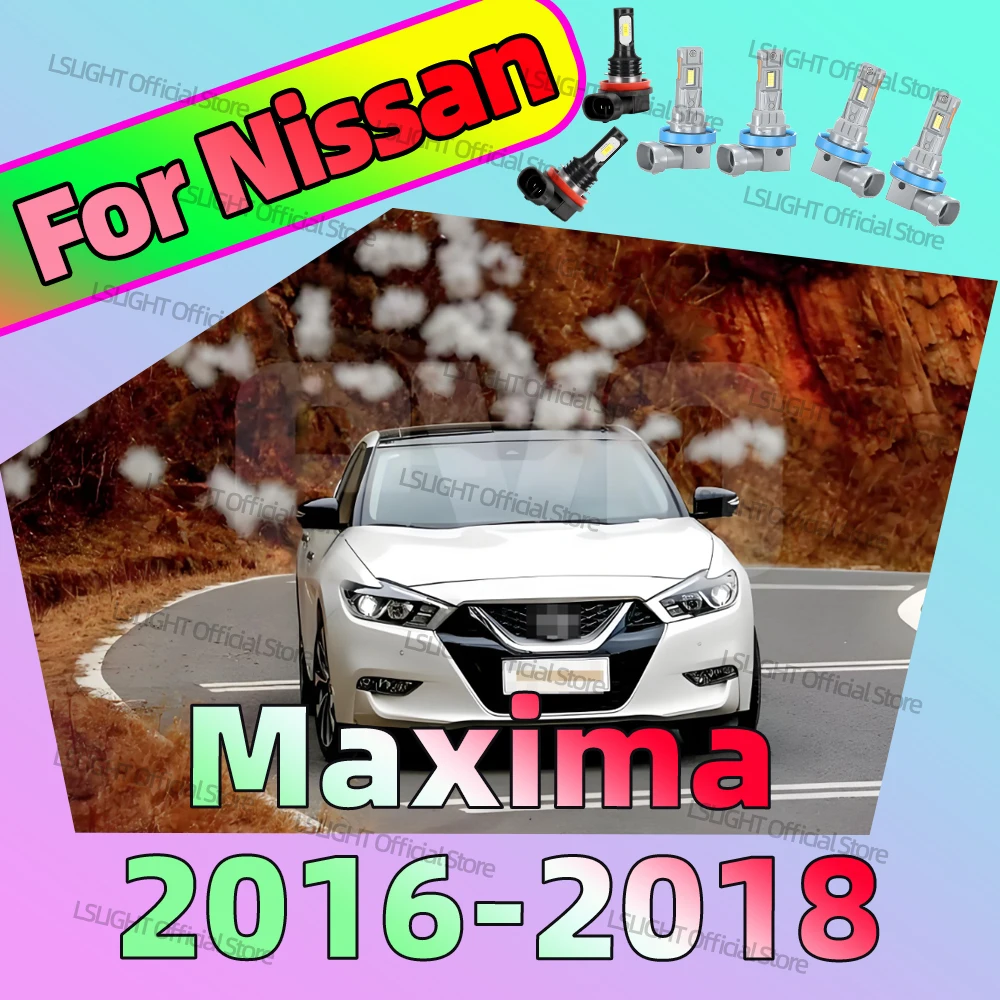 2/6Pcs For Nissan Maxima 2016 2017 2018 LED Headlight 3570 CSP High Low Beam Bulbs 6000K Fog Lamps 12V Car Conversion Kit