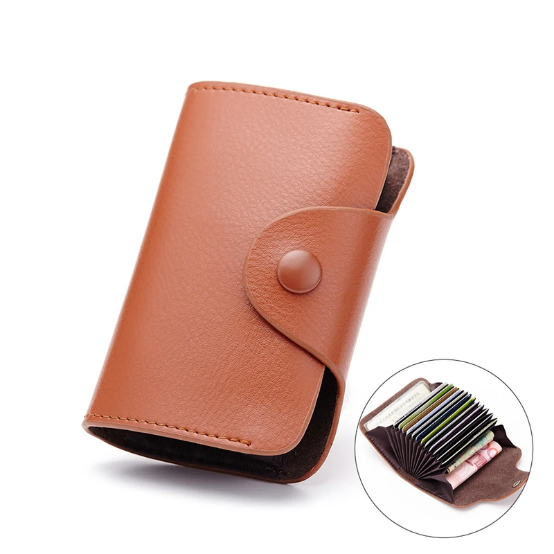 24 Slots PU Leather Card Holder Carteira Solid Color Simple Bank Credit Bus ID Cards Anti Rfid Coin Pouch Purse para Mulheres Homens