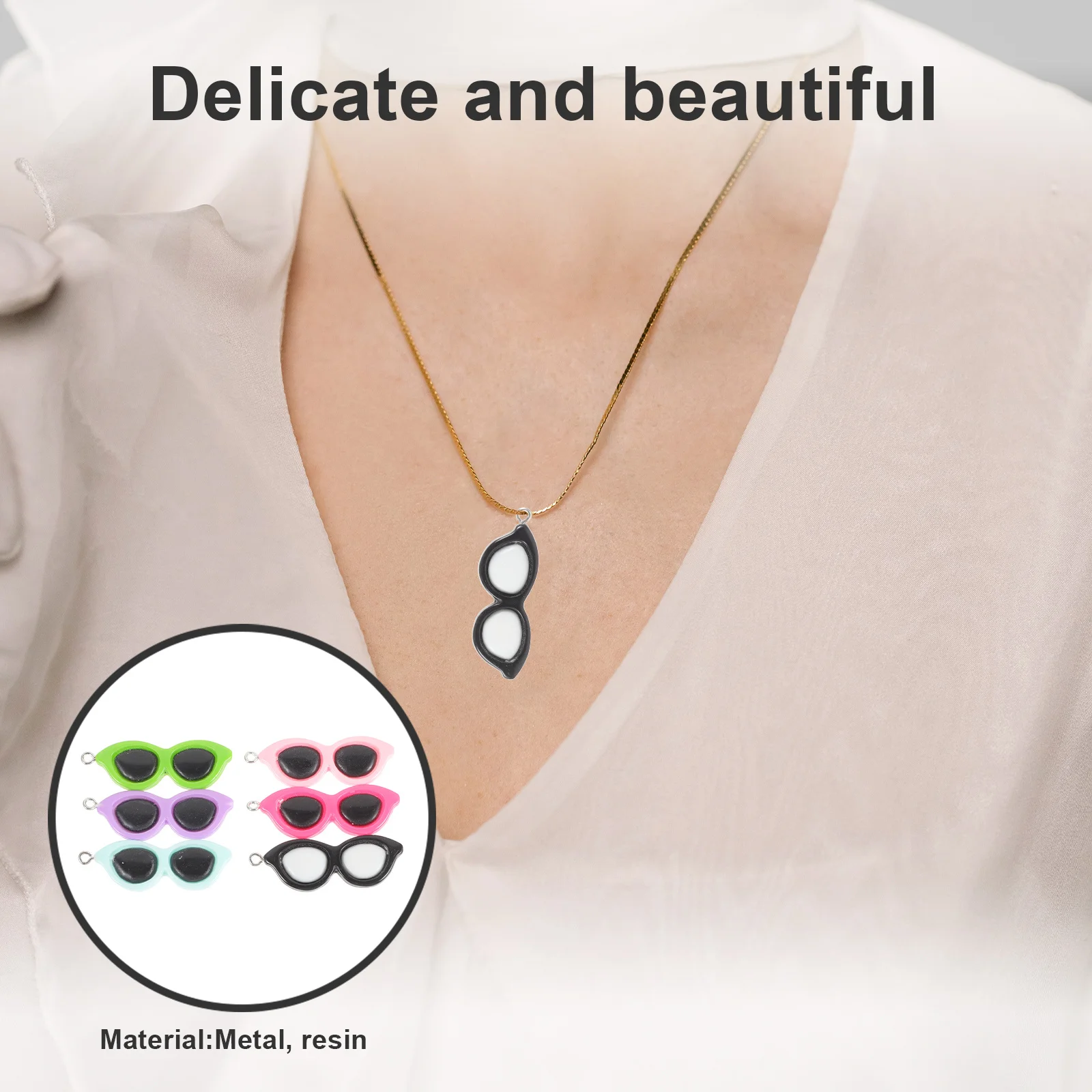 

10Pcs Eyeglasses Hanging Pendants Sunglasses Shaped Charms DIY Necklace Earrings Bracelet Making Jewelry Findings