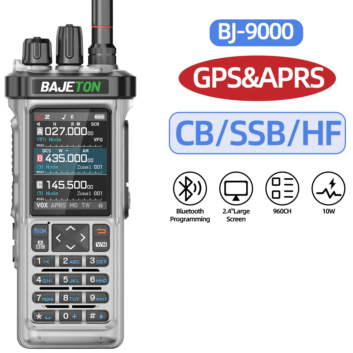 BAJETON BJ-9000 GPS APRSトランシーバー CB 27Mhz送受信機 SW MW LW