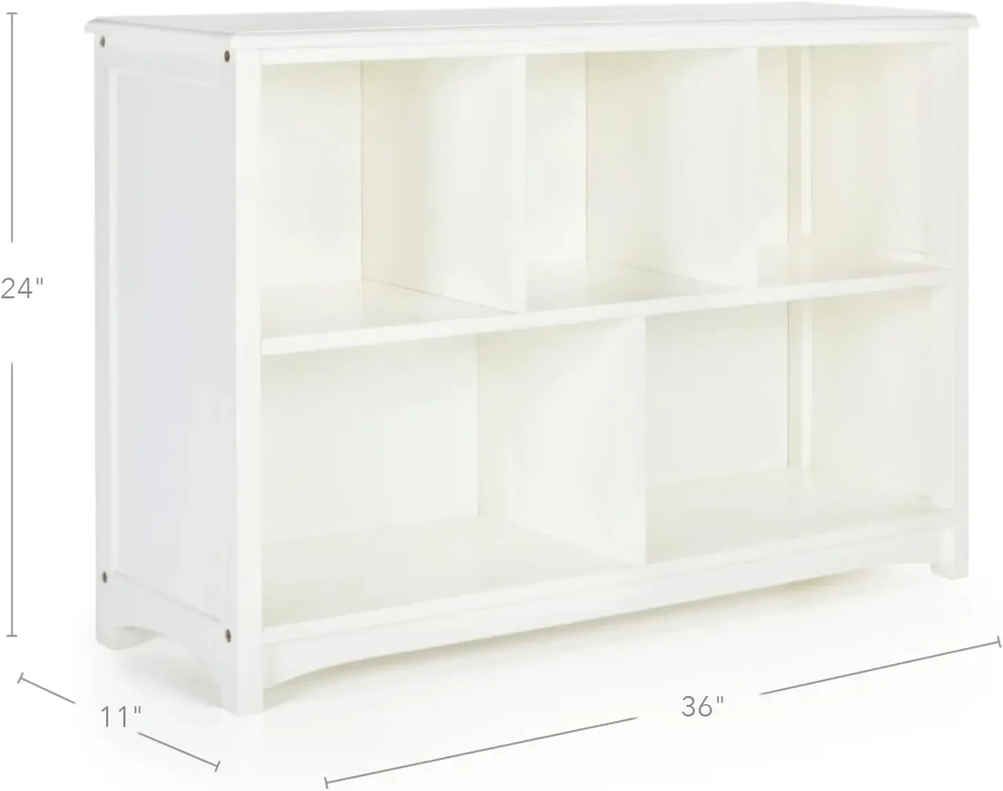 Classic White Bookshelf: Children's 5 Compartment Toy, Bin, Art, Clothes and Book Storage - Wooden Playroom and Bedroom Furnitur