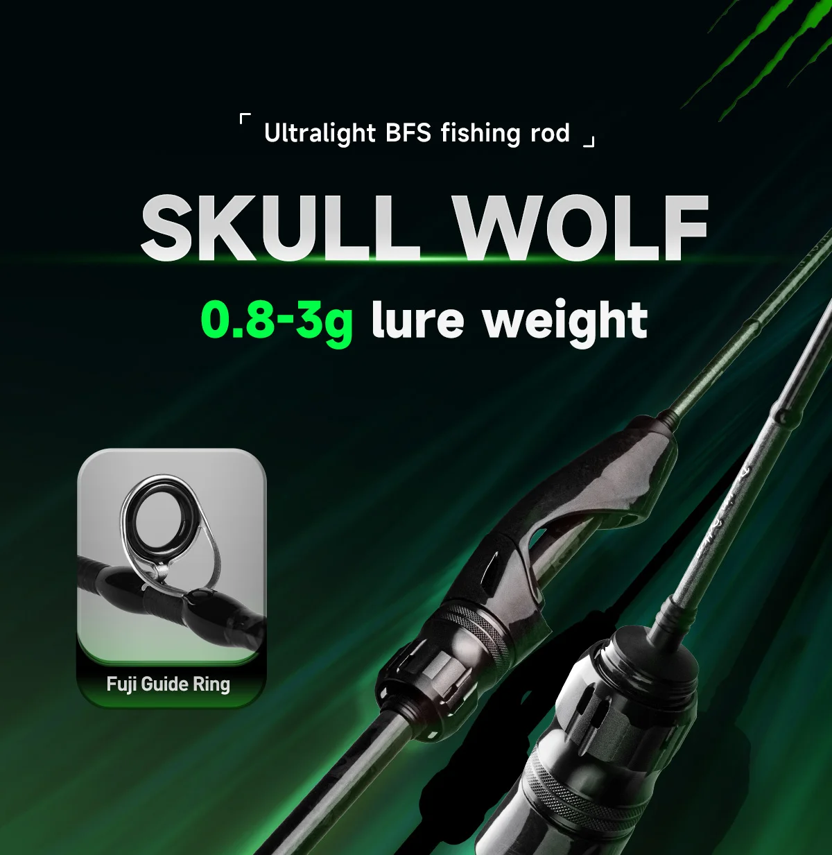 HANDING SKULL WOLF Fuji A Ring 60g BFS Angelrute 0,8-3g Wurfgewicht Ultraleichte Angelrute 30+24T TORAY Kohlefaser Soft-Rute – Detail 1