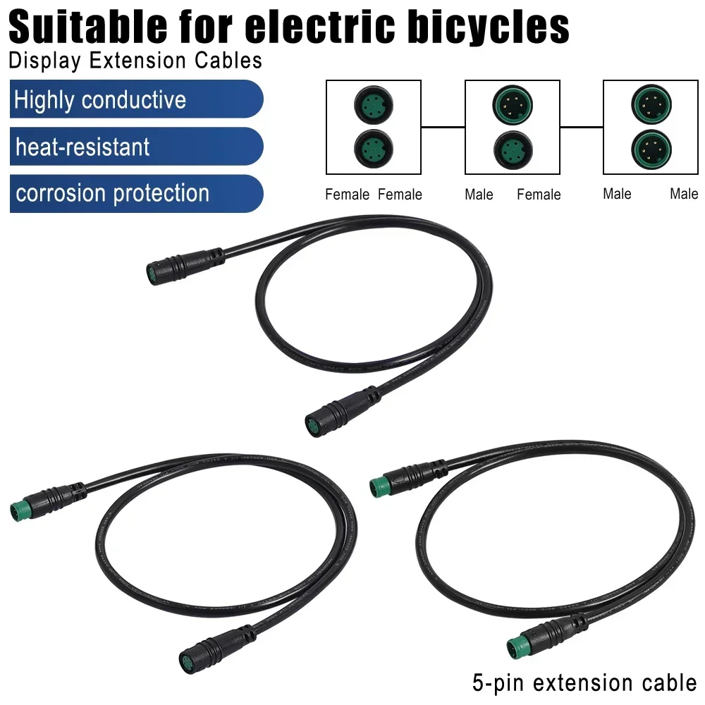 M/F Verlängerungskabel 5Pin Stecker auf Buchse Wasserdichtes Mittelmotorkabel für Bafang Display Stecker auf Stecker Kabel Elektrofahrrad – Detail 1