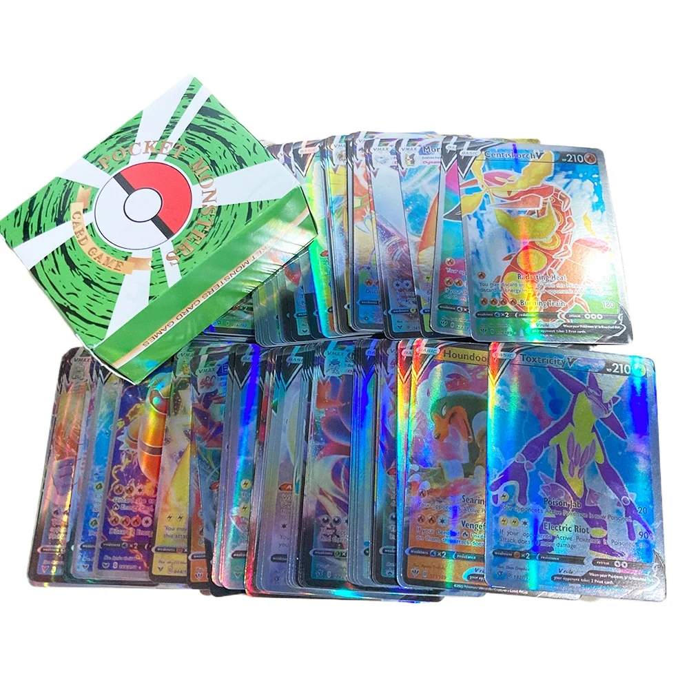 100pcs English French Flash Card V MAX Pokemon Collection Cards Children\'s Game Toy