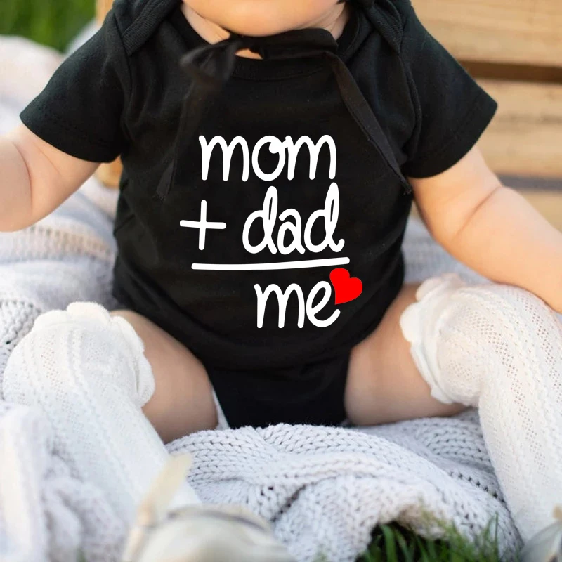 Funny I Love Mom Dad Print Baby Bodysuits Cotton Baby Boys Girls Romper Short Sleeve Jumpsuit Infant Newborn Clothes