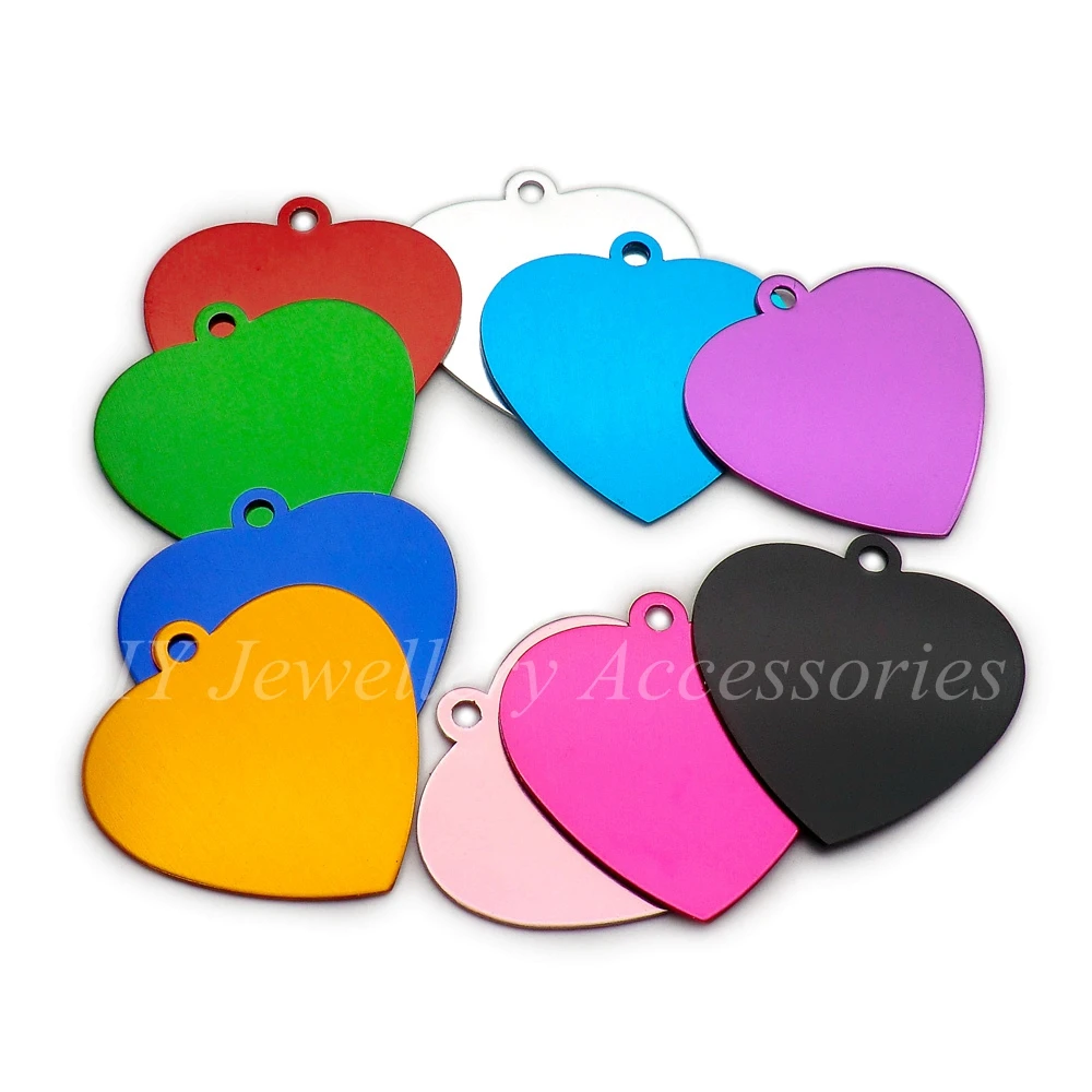 100pcs Aluminum  Peach Heart Hang Tag Collar Pendant Key Chain Accessories Blank ID plate Laser Engraving Custom Logo