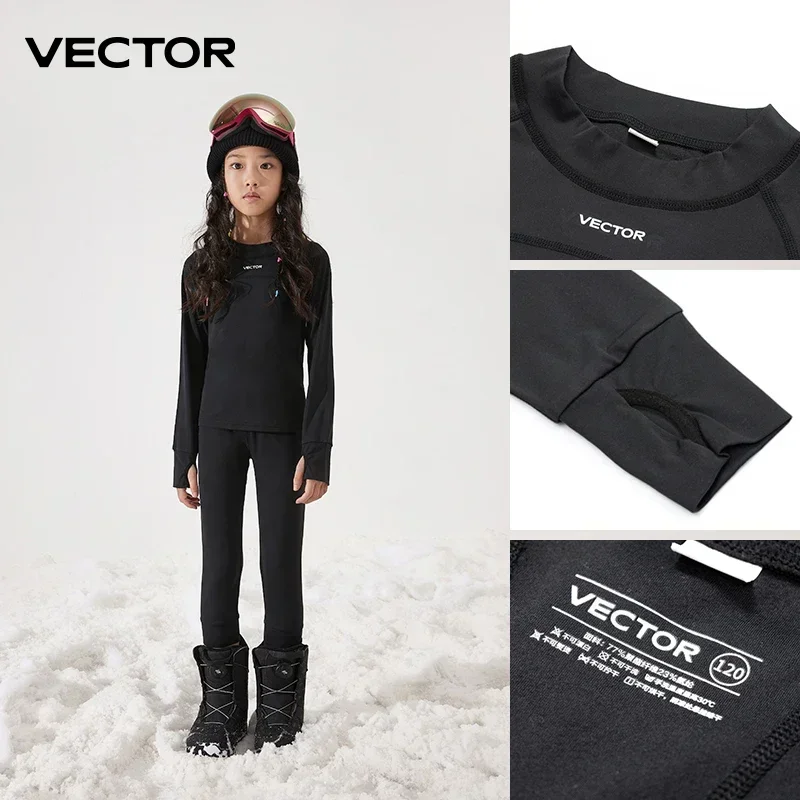 VECTOR Kinder Ultra Soft Winter Quick Dry Base Layering Set Mikrofaser Fleece Thermounterwäsche Lange Unterhosen Set Kleidung