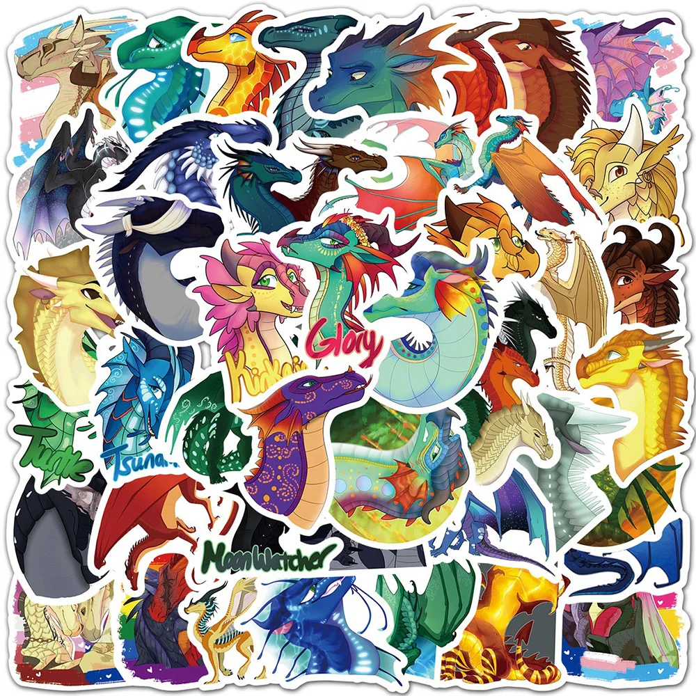 10/30/60PCS Wings of Fire Dragon Animal Cartoon Stickers DIY Laptop Luggage Skateboard Graffiti Decals Sticker for Kid Toys