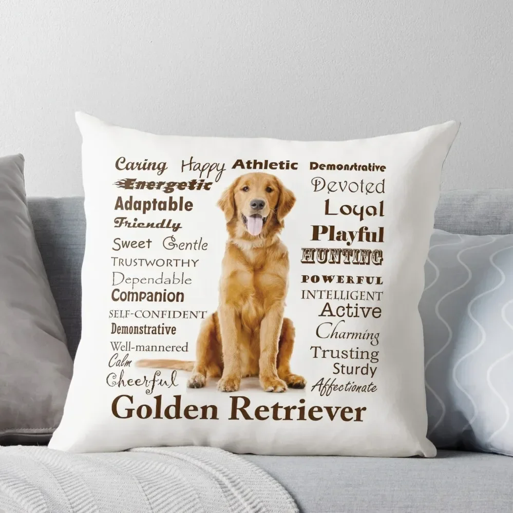 

Golden Retriever Traits Throw Pillow Decorative Cover For Living Room Pillowcases Bed Cushions Pillow