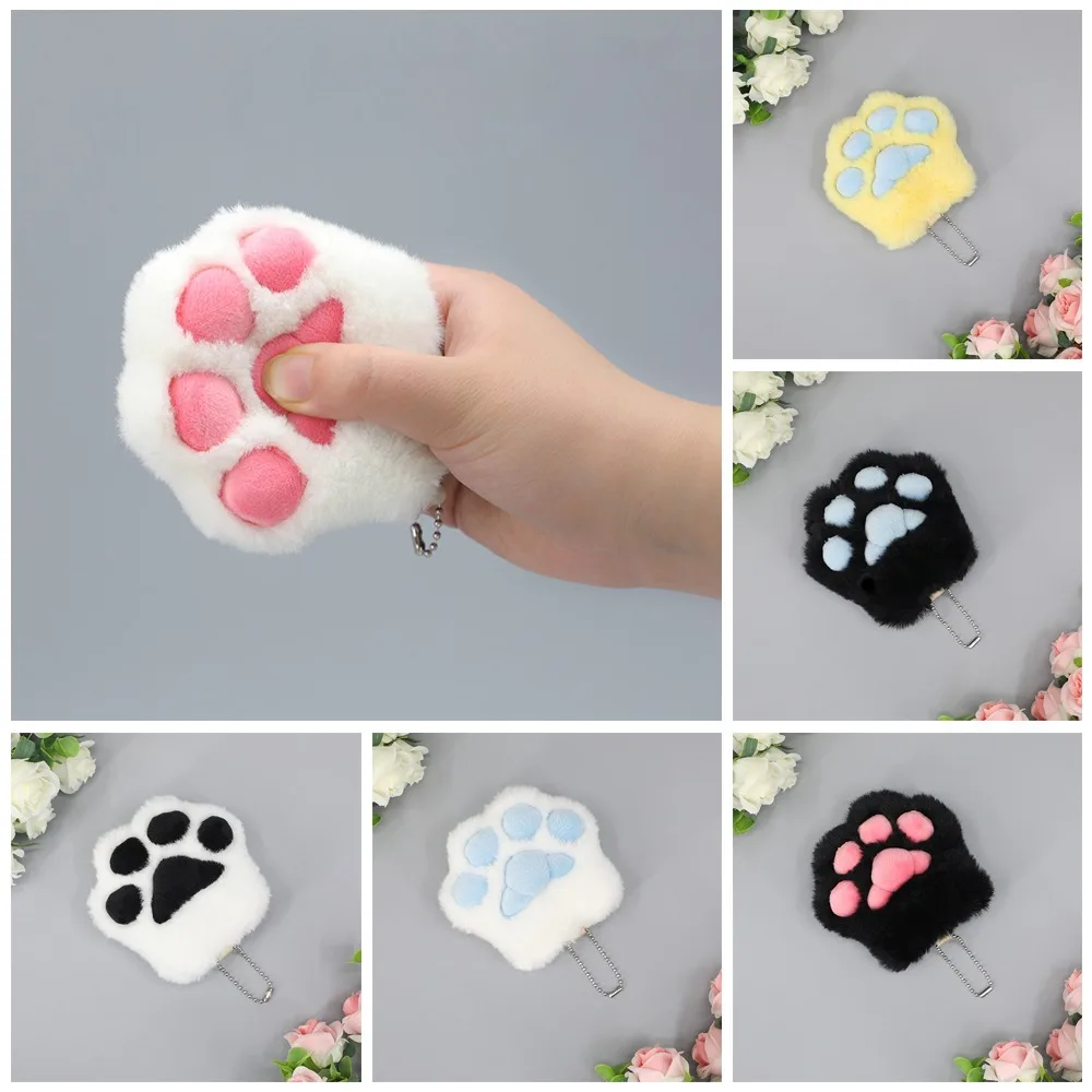 New Cute Doll Pendant Hanging Ornament Cat Paw Keychain Cat Paw Pinch Music Squeeze Toys Bag Decoration Gift