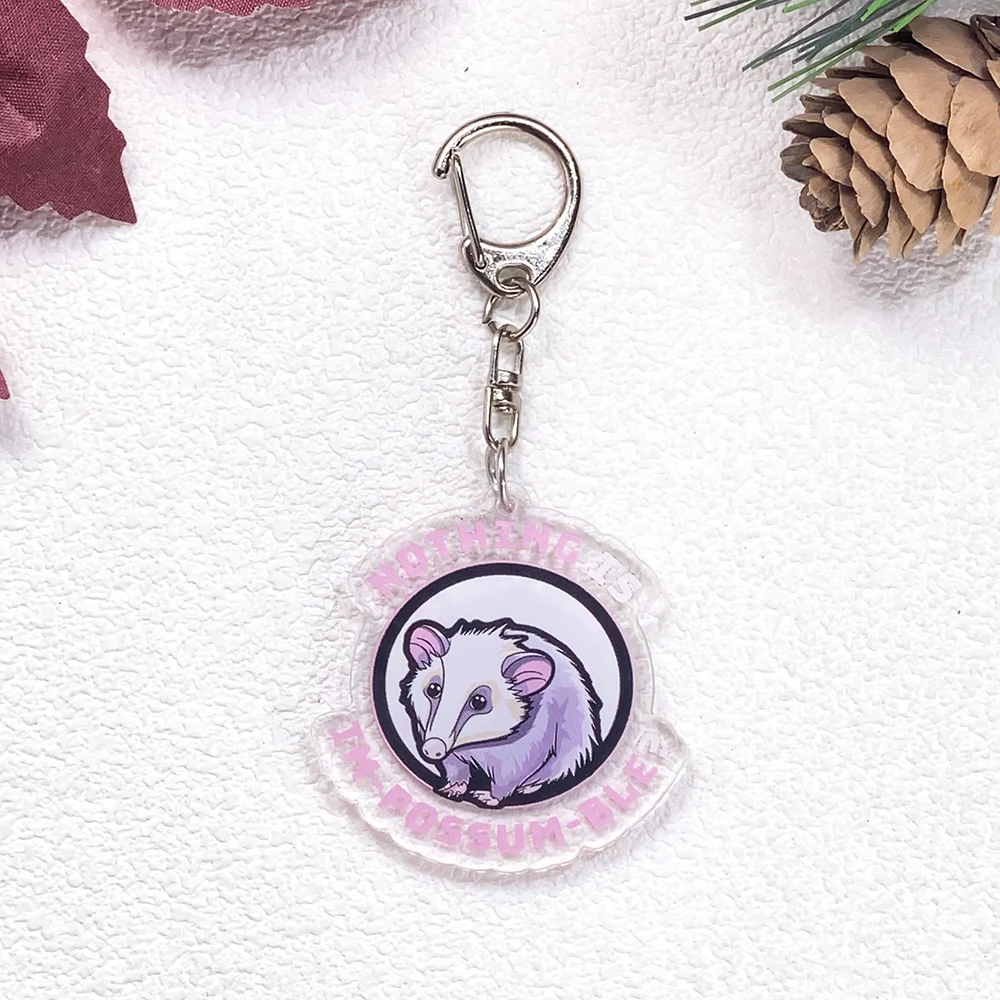 11Pcs Opossum Didelphidae Quotes Keychain Accessories Acrylic Cute Charms Pendant For Bag Funny Key Holder Backpack Decoration
