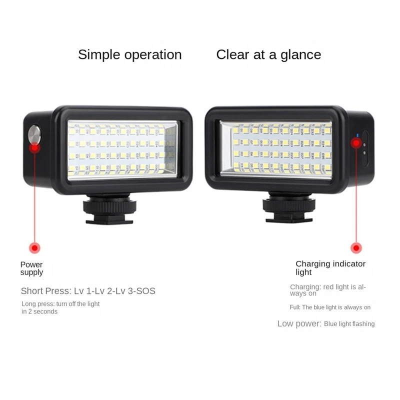 1 PC 40M Waterproof Video Light Diving LED Spot Lamp ABS For Gopro11 10 Action 3 Underwater Fill Light Action Camera Accessories